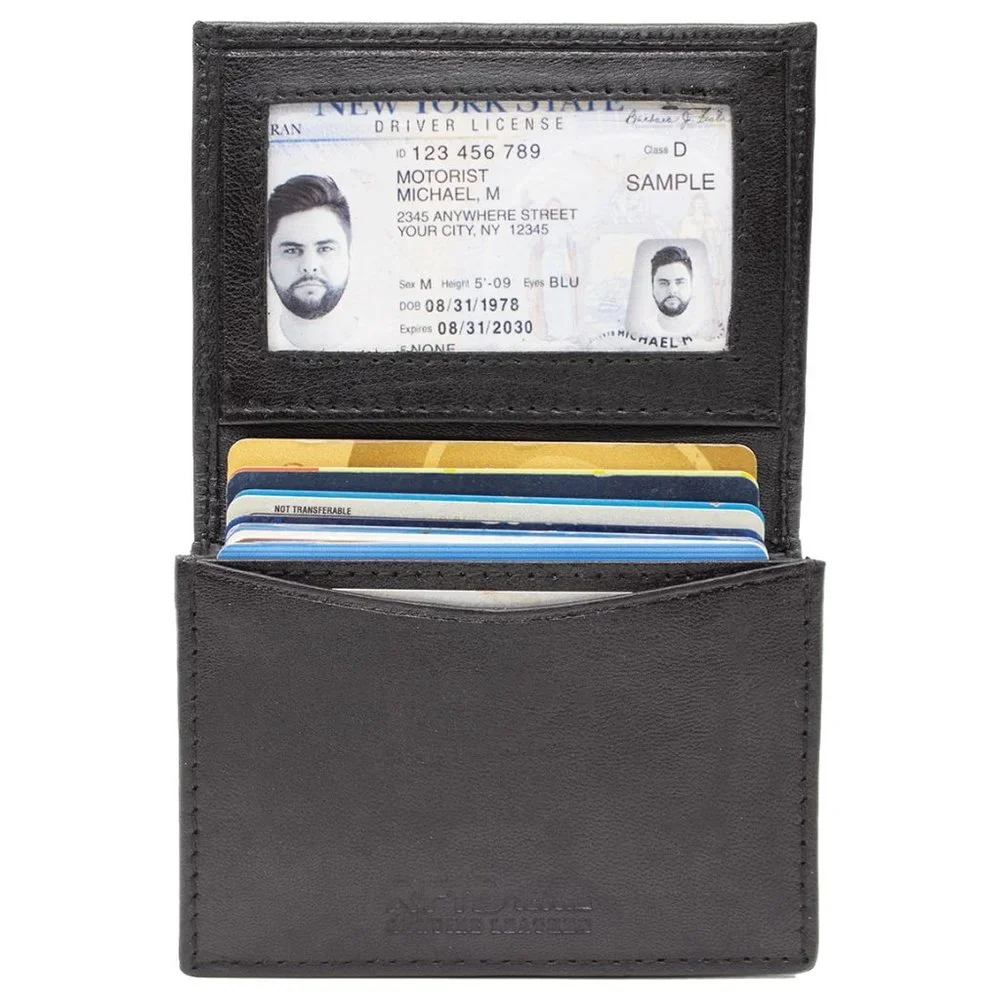 Genuine Leather Men's Card Case, Card Holder with RFID Blocking